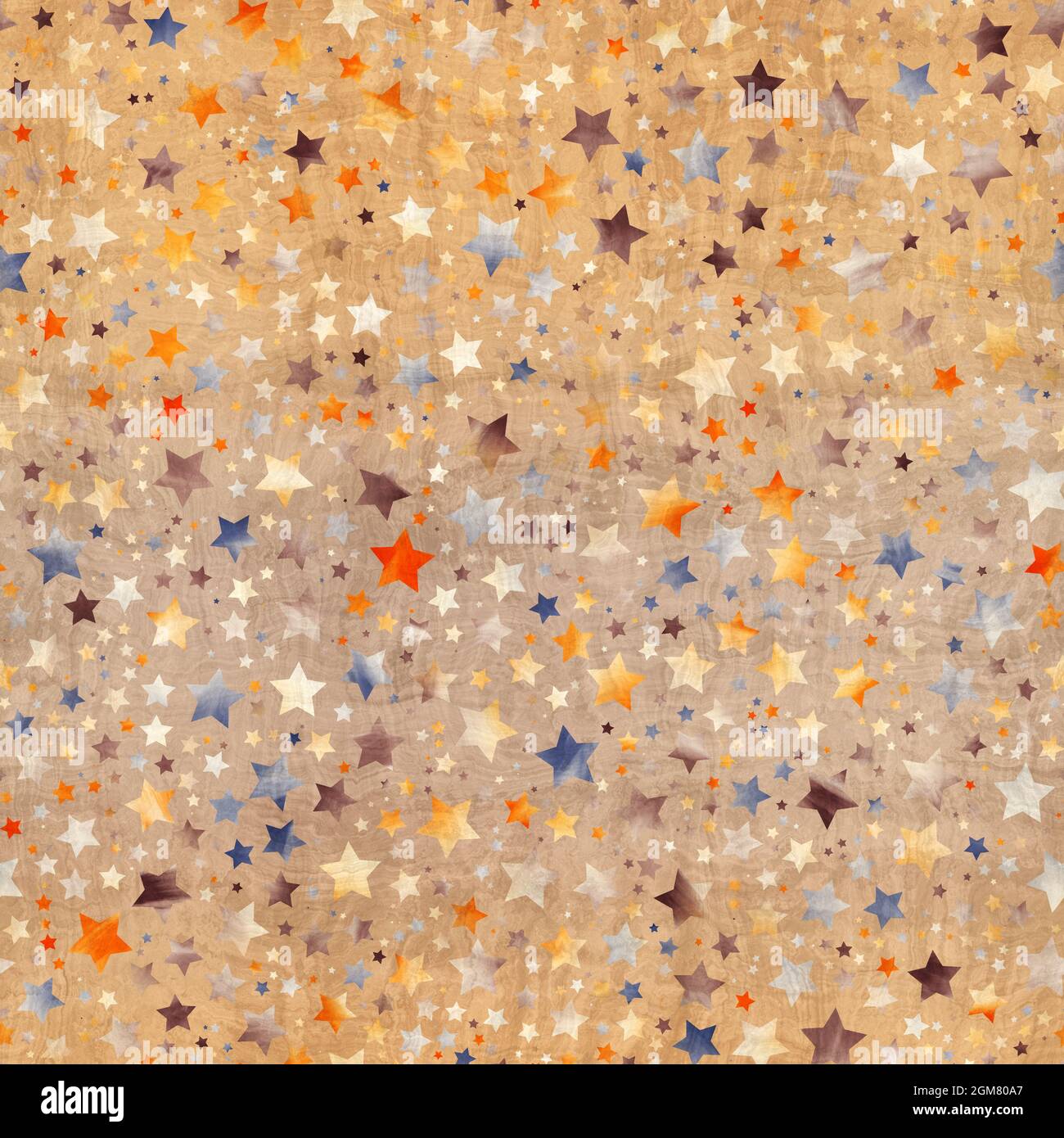 Nahtloses Muster aus Sternmotiv in aufwändigen Farben und Textur Stockfoto