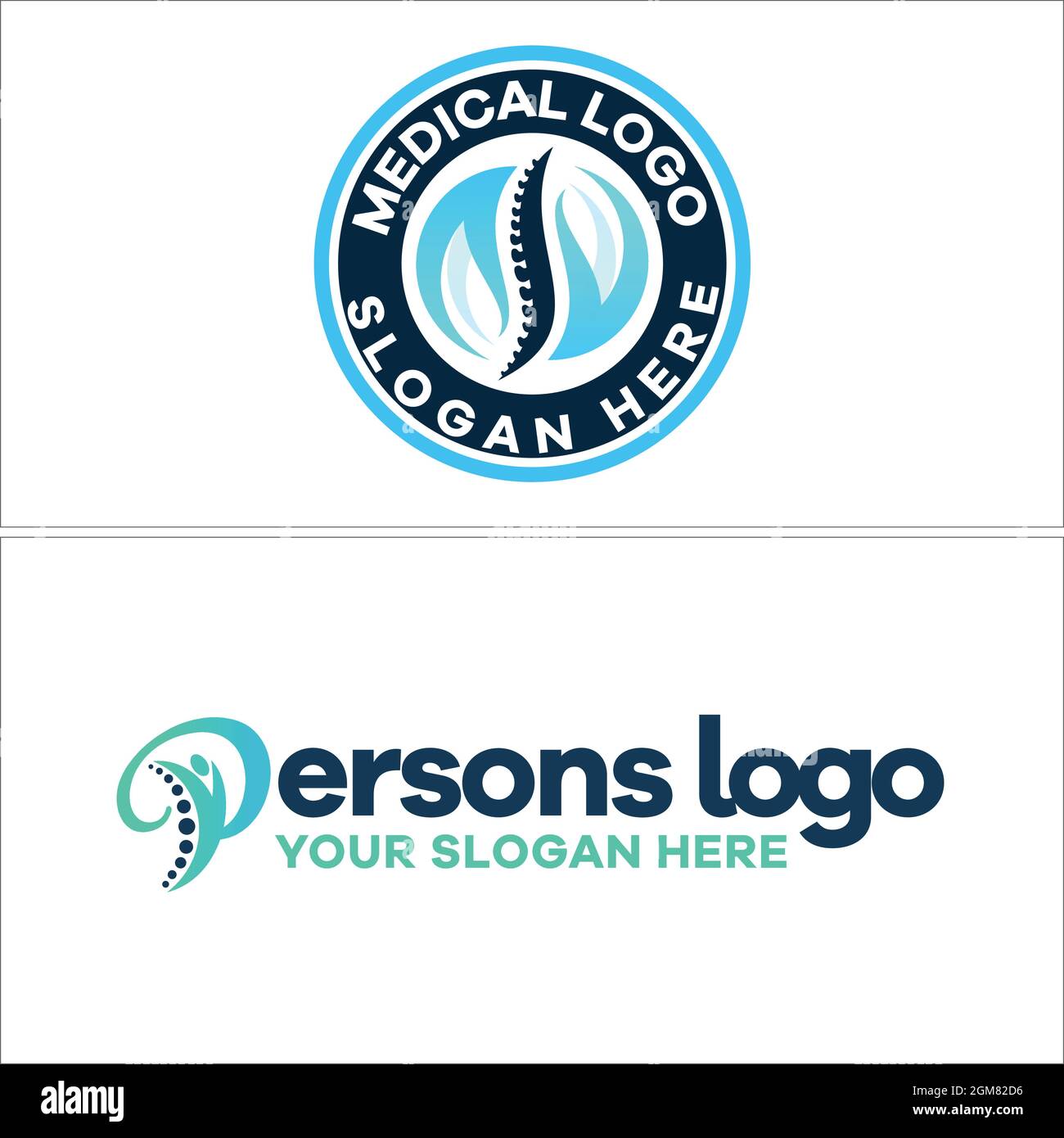 Logo-Design für Menschen im medizinischen Bereich der Wirbelsäule Stock Vektor