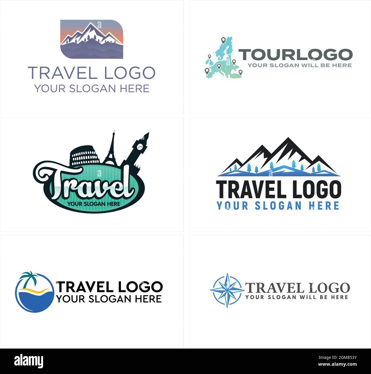 Reise Tour Familie Bergstrand Kolosseum Rom Eiffelturm Logo Design