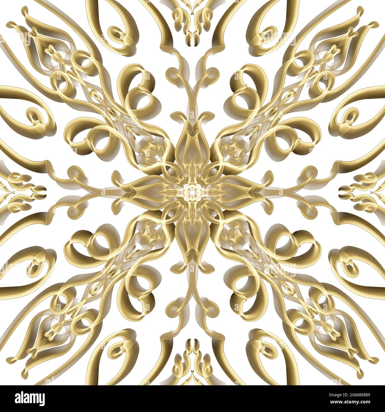 Nahtloses ornamentales Oberflächenmuster in goldener Farbe für Textildesign, Heimtextilien, Tapeten und digitale Hintergründe. Stockfoto
