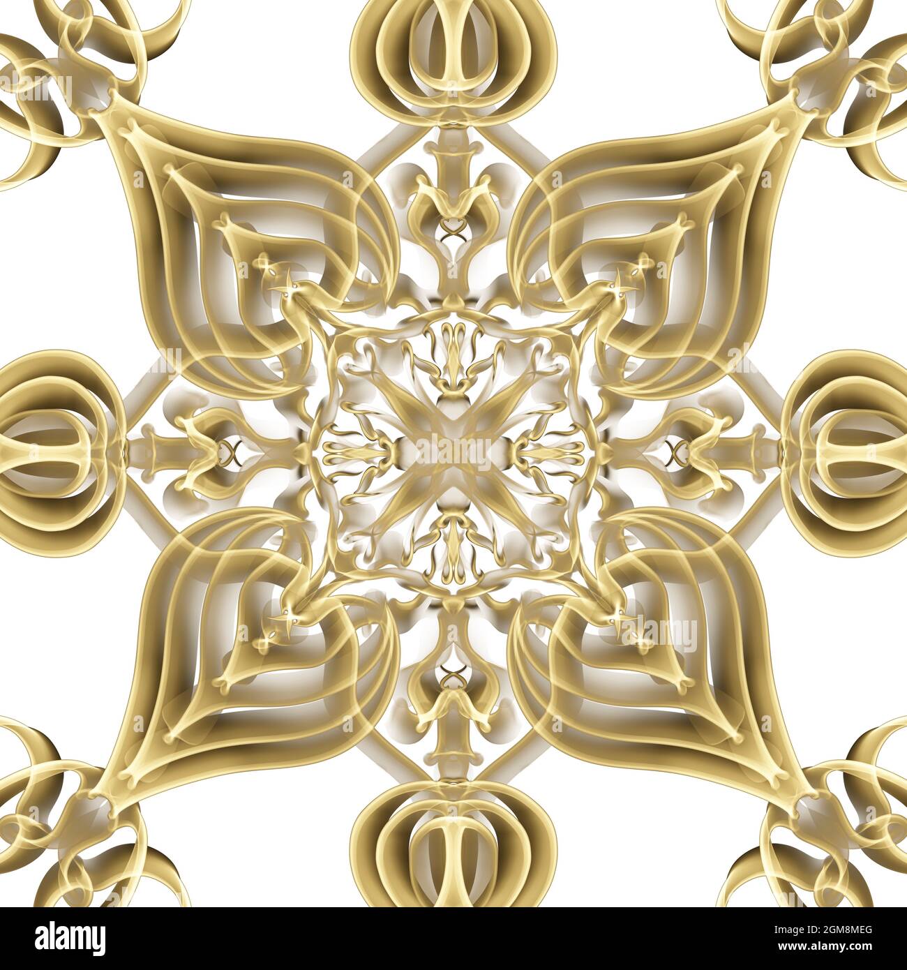 Nahtloses ornamentales Oberflächenmuster in goldener Farbe für Textildesign, Heimtextilien, Tapeten und digitale Hintergründe. Stockfoto
