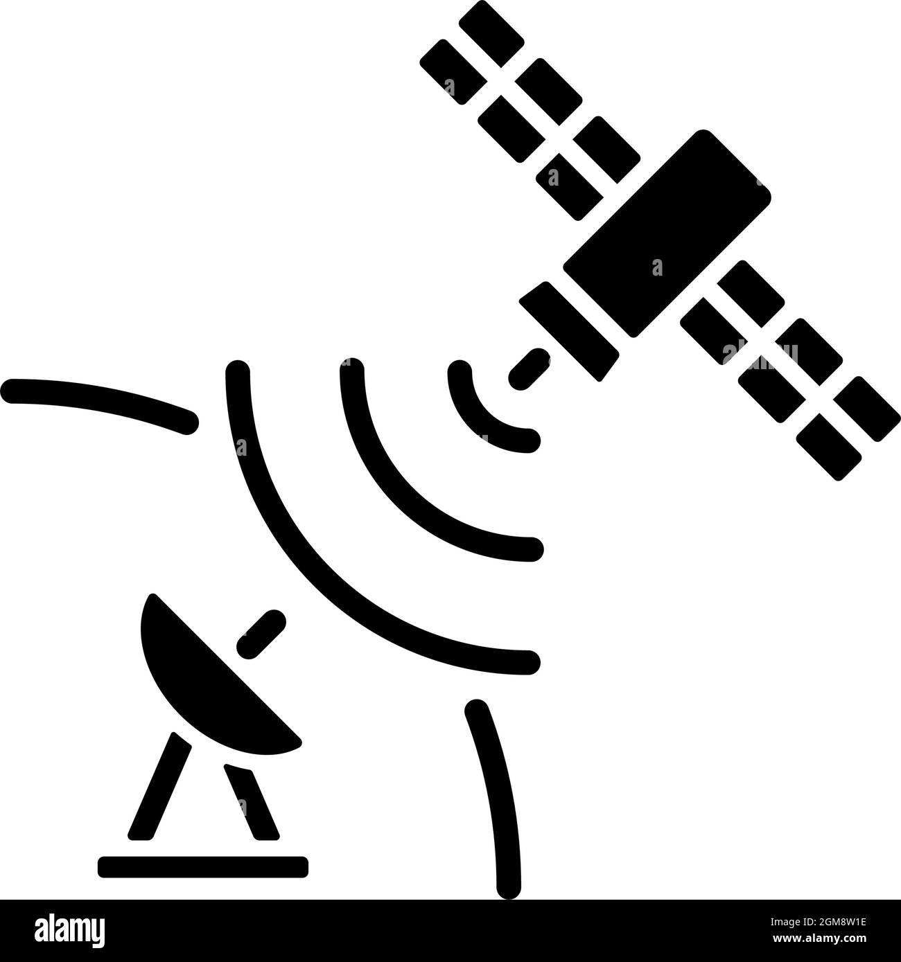 Satellitensignal, schwarzes Glyphensymbol Stock Vektor