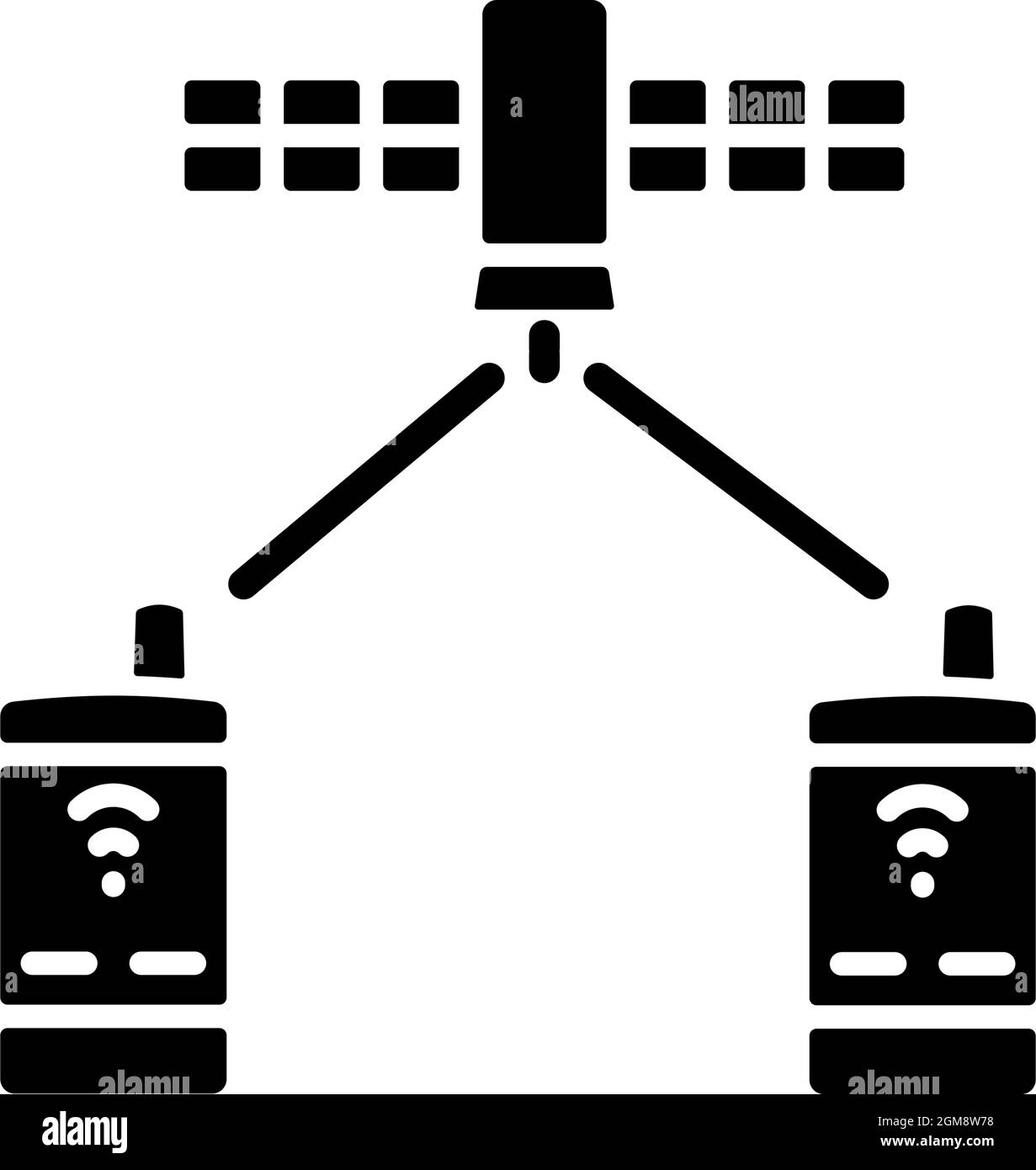 Schwarzes Glyphensymbol für Satellitentelefonie Stock Vektor