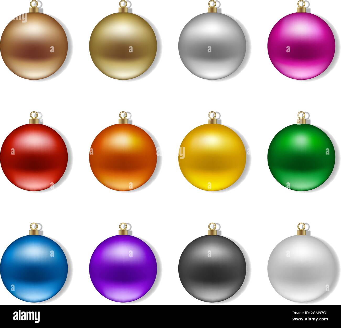 Set von isolierten bunten weihnachtskugeln Stock Vektor