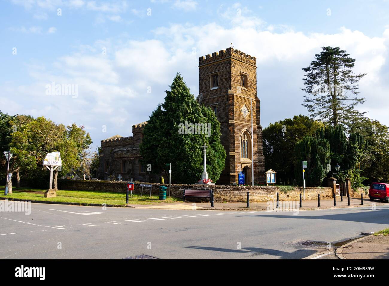 Kirche des heiligen Jakobus des Großen. Silsoe Village, Bedfordshire, England. Stockfoto