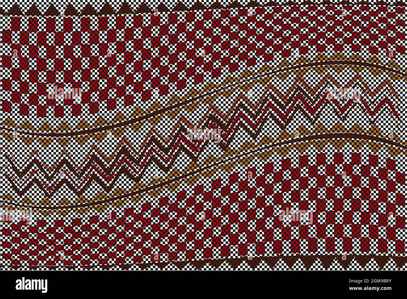 afrikanische traditionelle Wandbehänge, ethnische Muster, bedruckter Stoff Textil, handgefertigte geometrische Motive aus Stammes. Simbabwe Kunsthandwerk Vektor Illustration Afro Stock Vektor