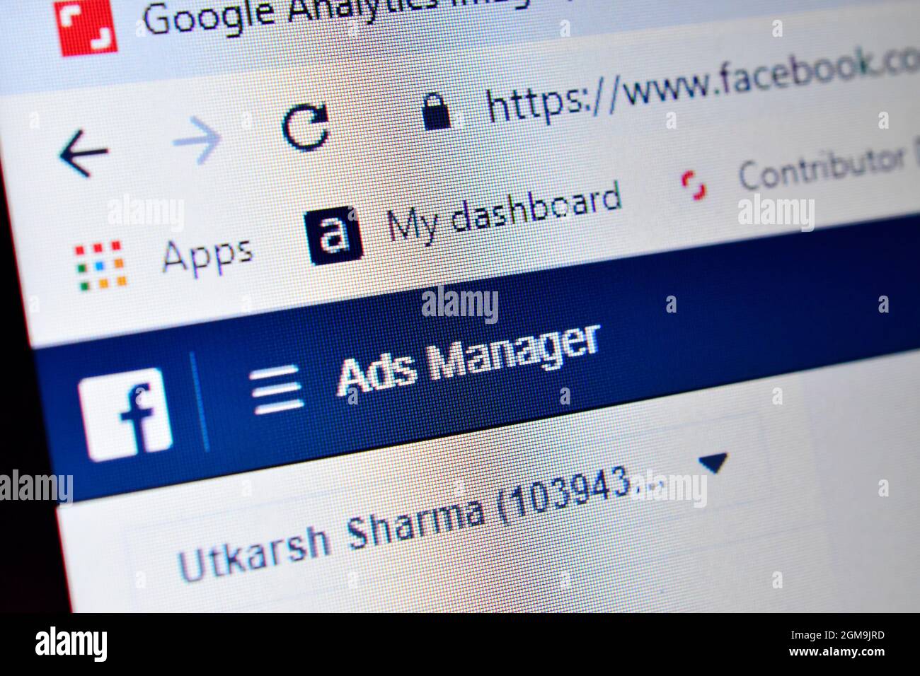 Delhi, Indien - 29. Januar 2019 : facebook Ads Manager Foto schließen Stockfoto