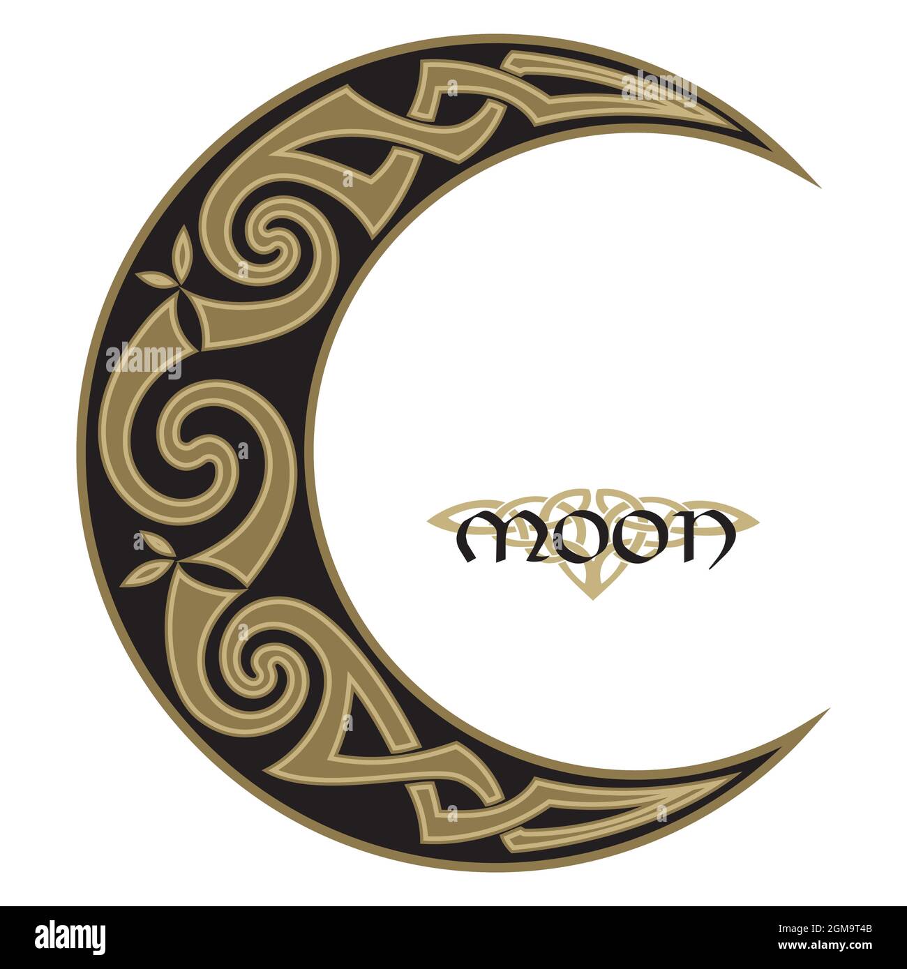 Keltischer Mond mit Spiralform und gehörntem Mond Stock Vektor