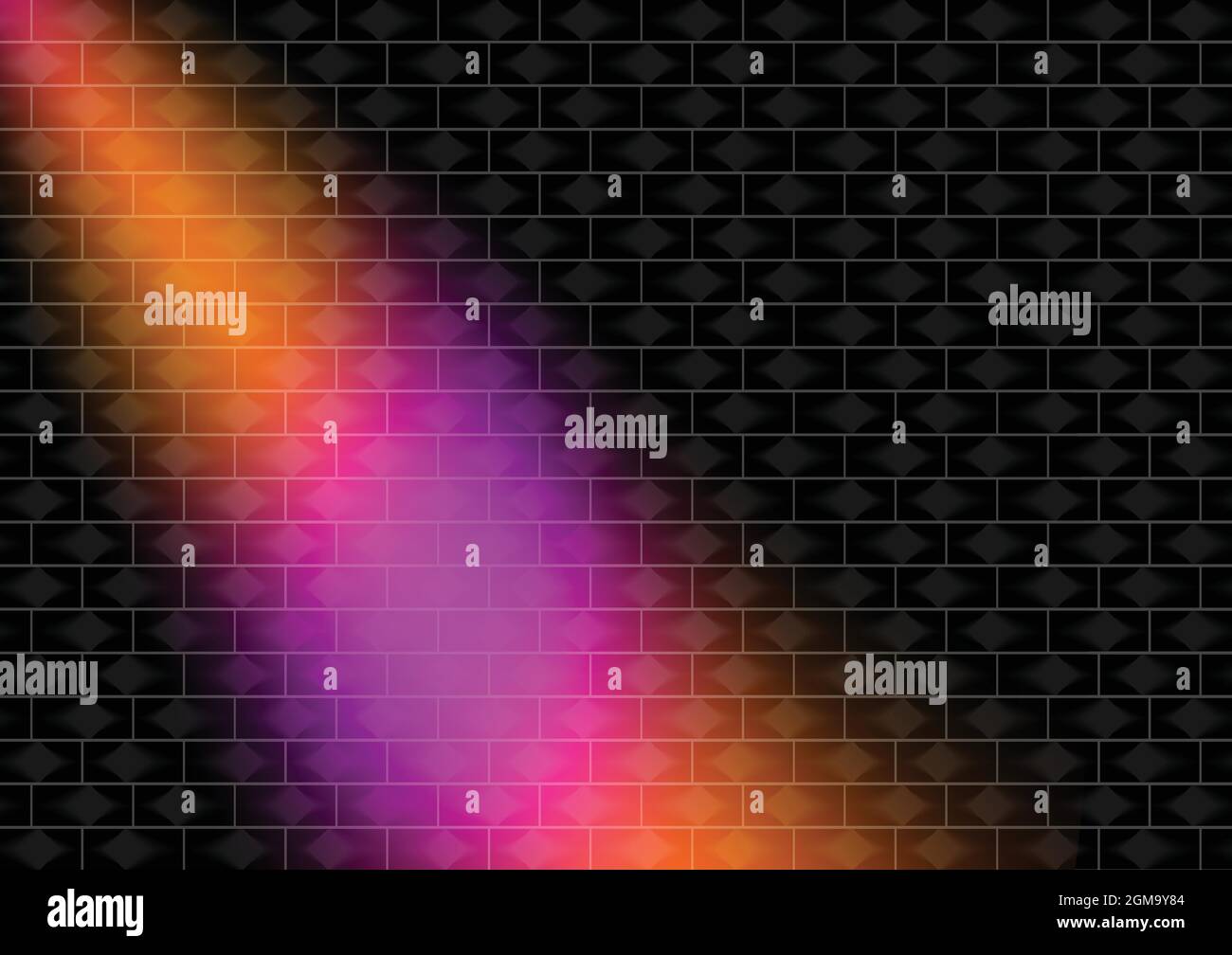 Jahreszeit Festival schwarz Farbe Backstein Wand abstrakt Hintergrund Textur Tapete Muster nahtlose Licht ray Regenbogen Sonnenstrahl Technologie Vektor Illustration Stock Vektor