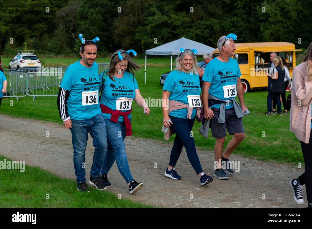 Arley Hall & Gardens-5k Sunset Walk, um Geld für St. Rocco's zu sammeln, das örtliche Hospiz für Menschen, bei denen eine lebenseinschränkende Krankheit diagnostiziert wurde Stockfoto