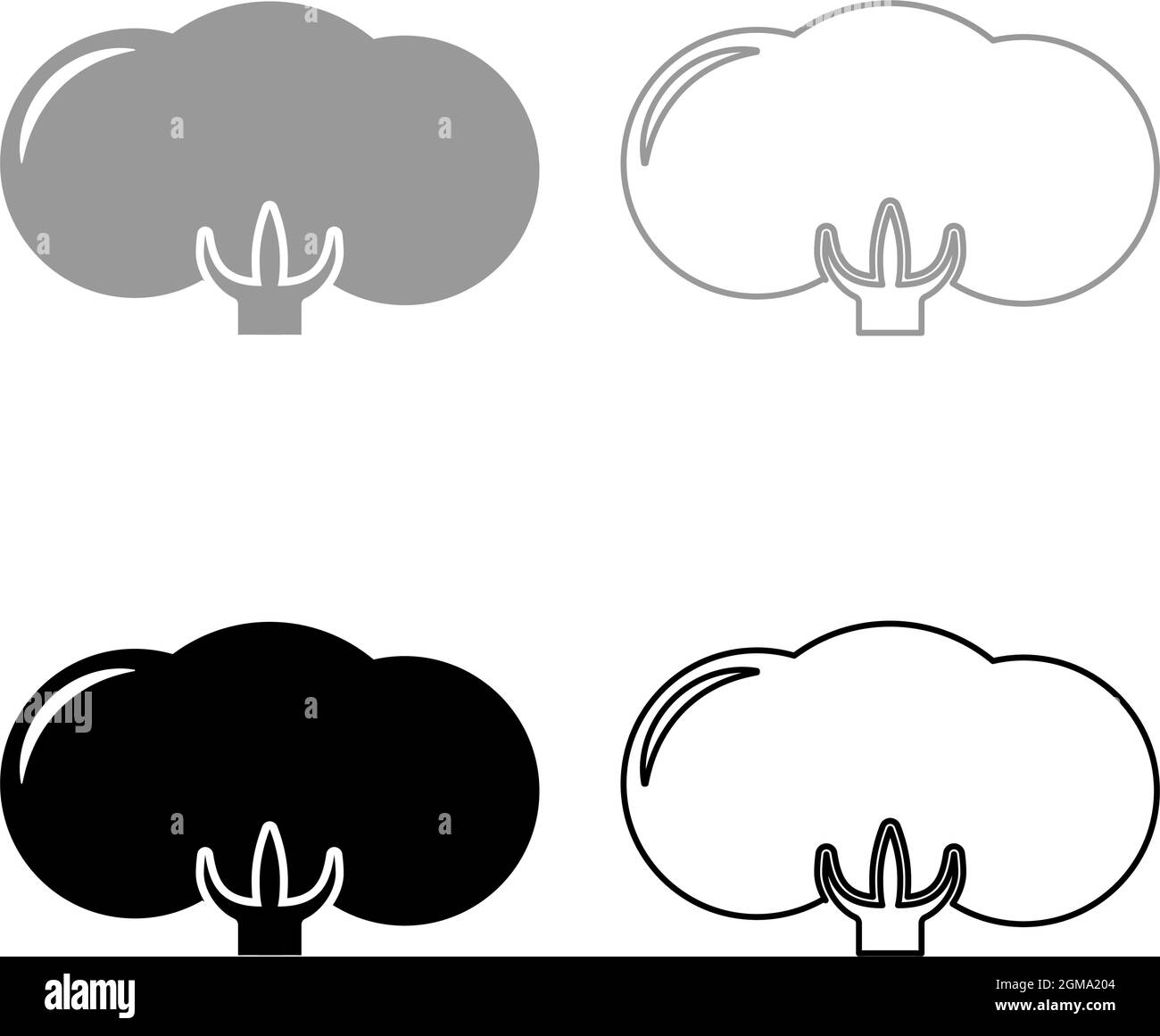 Baumwolle Blume Knospe Set Symbol grau schwarz Farbe Vektor Illustration flach Stil einfaches Bild Stock Vektor