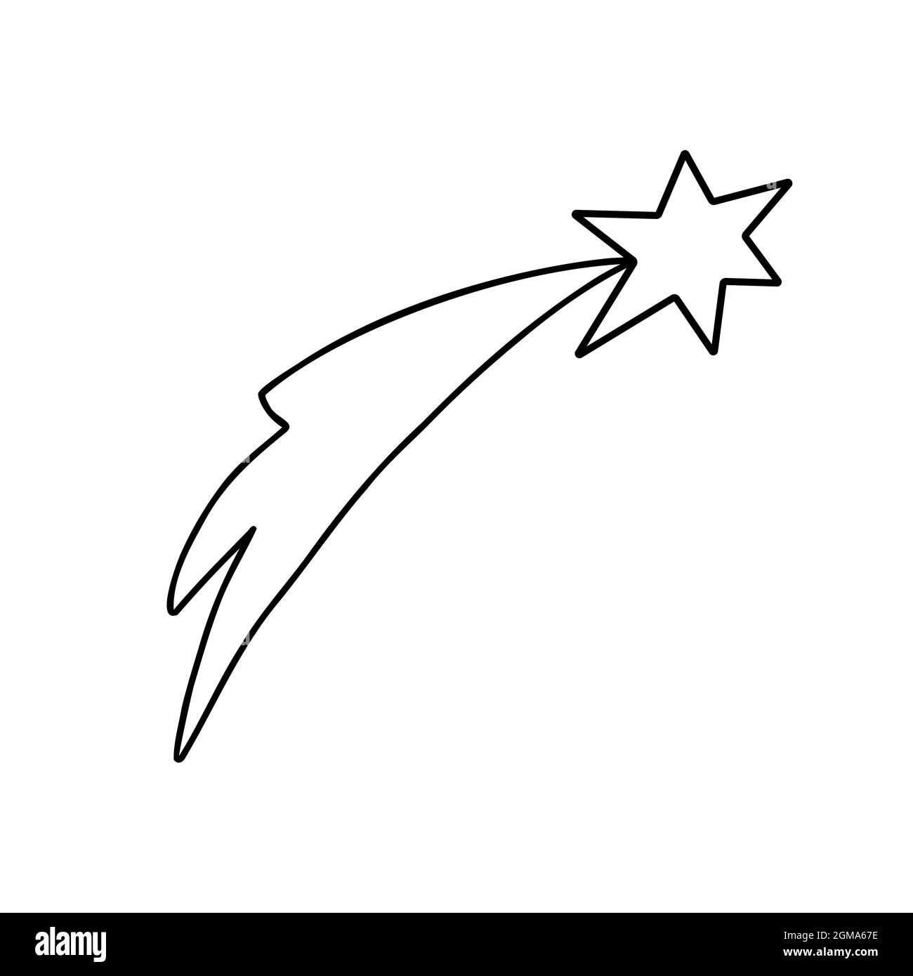 Shooting Star Umriss einfache Doodle Illustration, handgezeichnete Vektorbild Stock Vektor