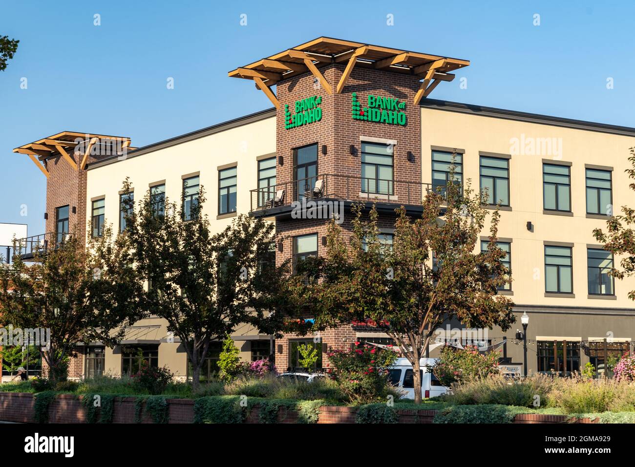 Idaho Falls, Idaho - 22. August 2021: Außenansicht des Bankgebäudes der Bank of Idaho in der Innenstadt Stockfoto