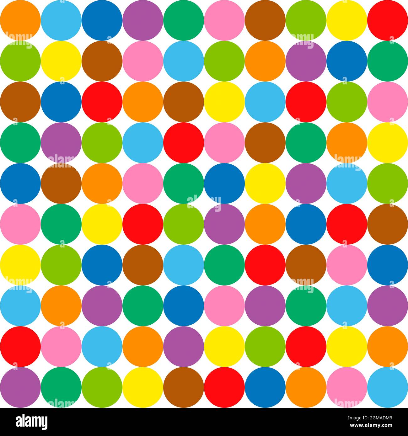 Bunte Kreis Muster Hintergrund. Hundert farbige Kugeln, nahtlose erweiterbare Illustration. Stockfoto