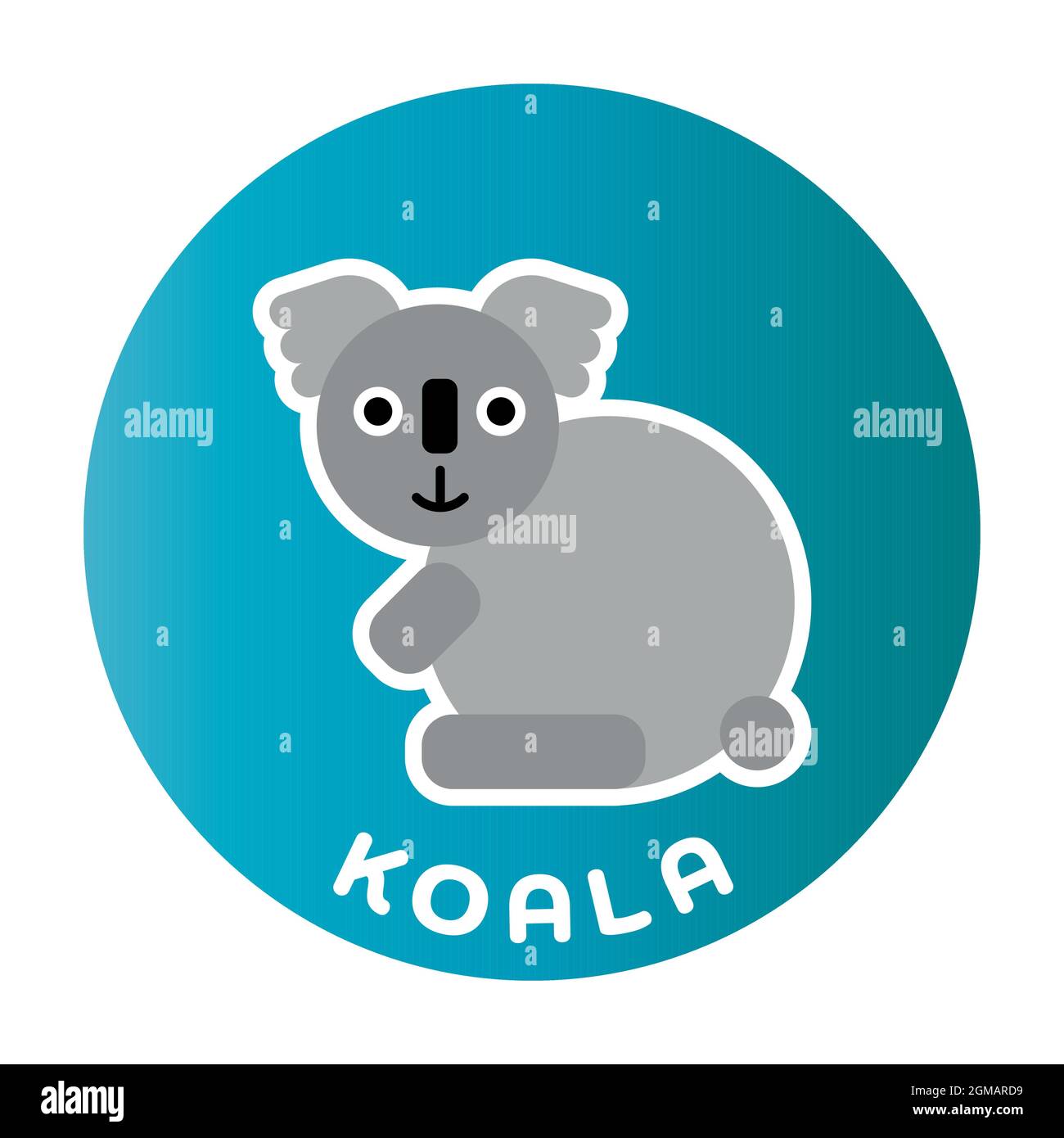 Happy Koala - lustige Cartoon Tier. Kindercharakter. Einfache Vektordarstellung mit abfallengelassenen Schatten. Stock Vektor