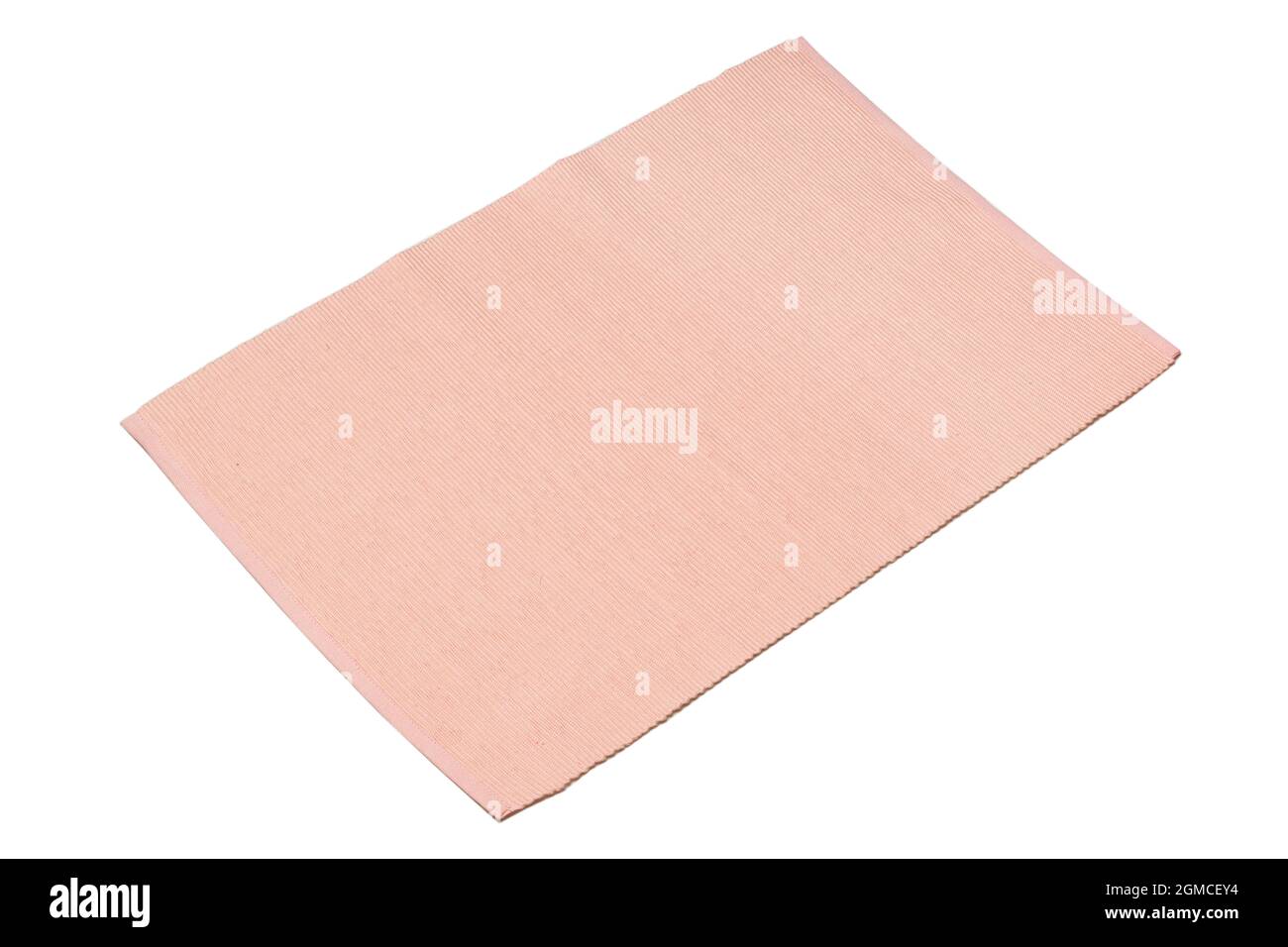 Tischset aus rosa Baumwolle isoliert auf weißem Hintergrund mit Schnittpfad Stockfoto