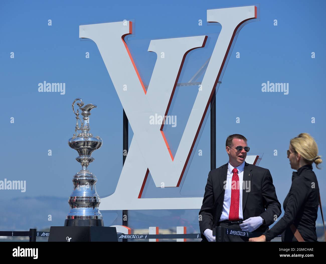 Die Bay Area, in der der berühmte LV America's Cup, San Francisco, CA, ausgetragen wird Stockfoto