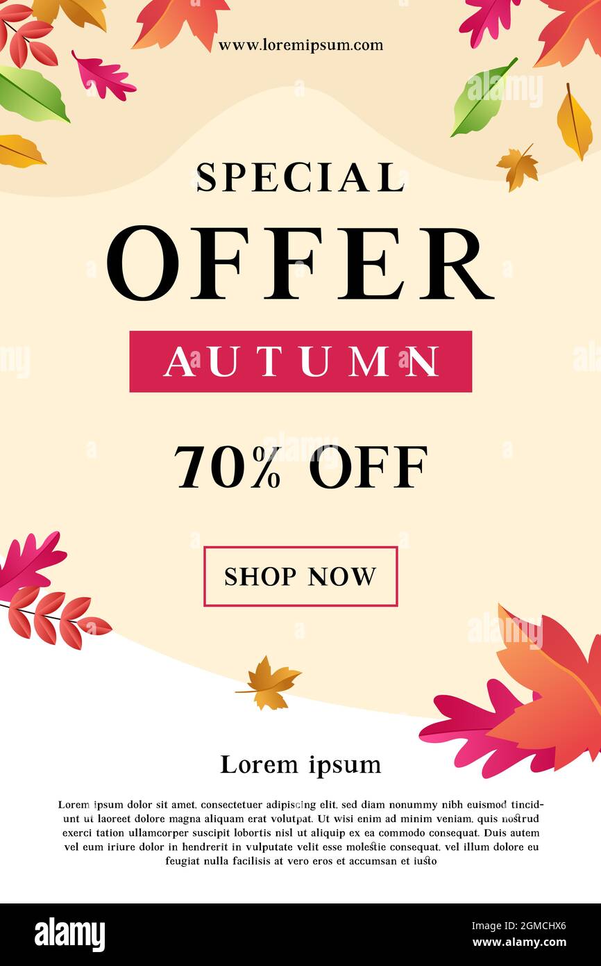 Gradient Herbst Blätter Verkauf Banner Vektor Stock Vektor