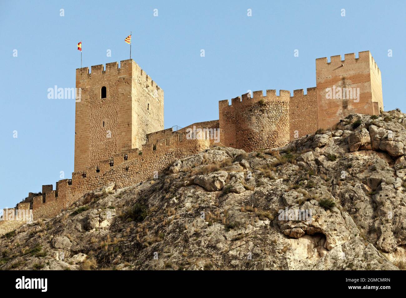 Burg. Sax, Alacant. Comunitat Valenciana. Spanien Stockfoto