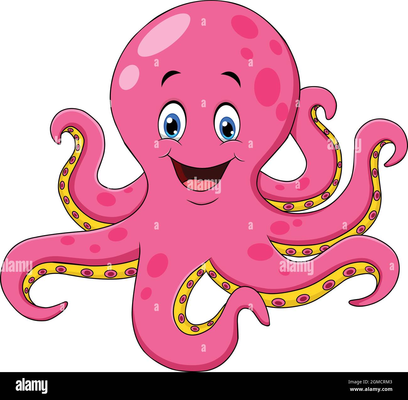 Cute Octopus Cartoon Vektor Illustration Stock Vektor