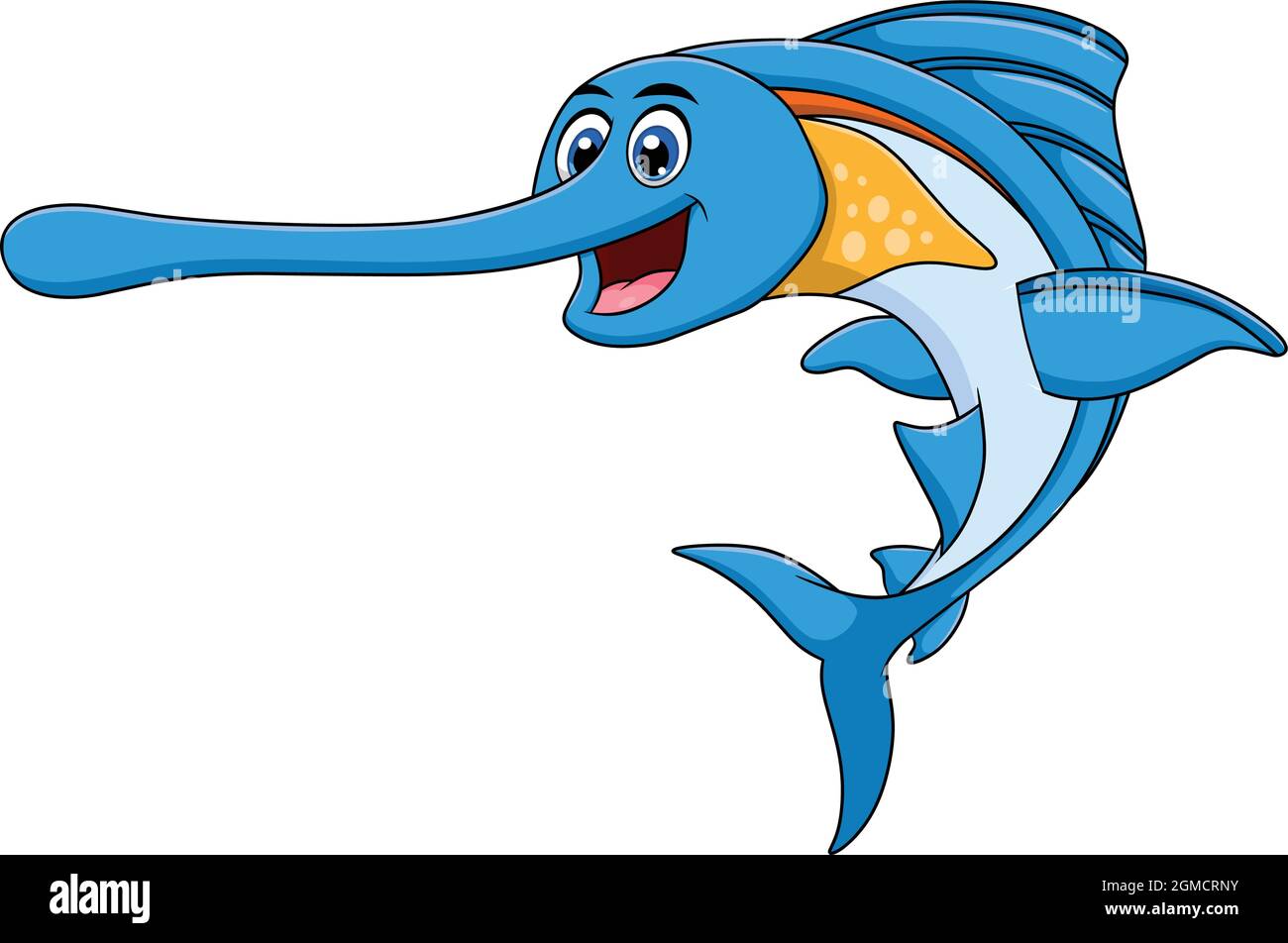 Niedliche Paddel Fisch Cartoon-Vektor-Illustration Stock Vektor