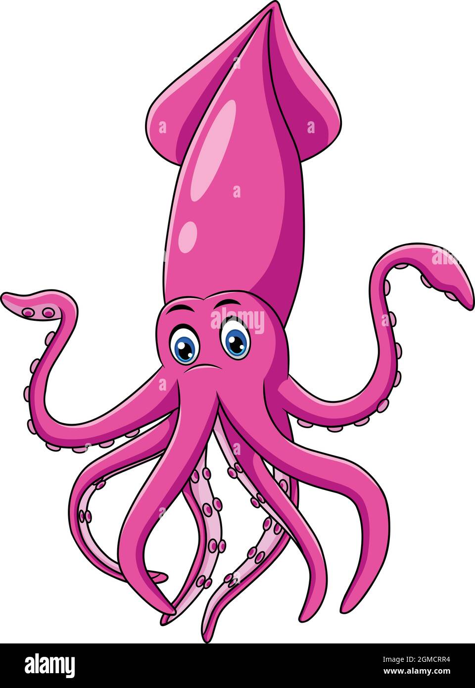 Cute Squid Cartoon Wassertier Vektor Illustration Stock-Vektorgrafik - Alamy