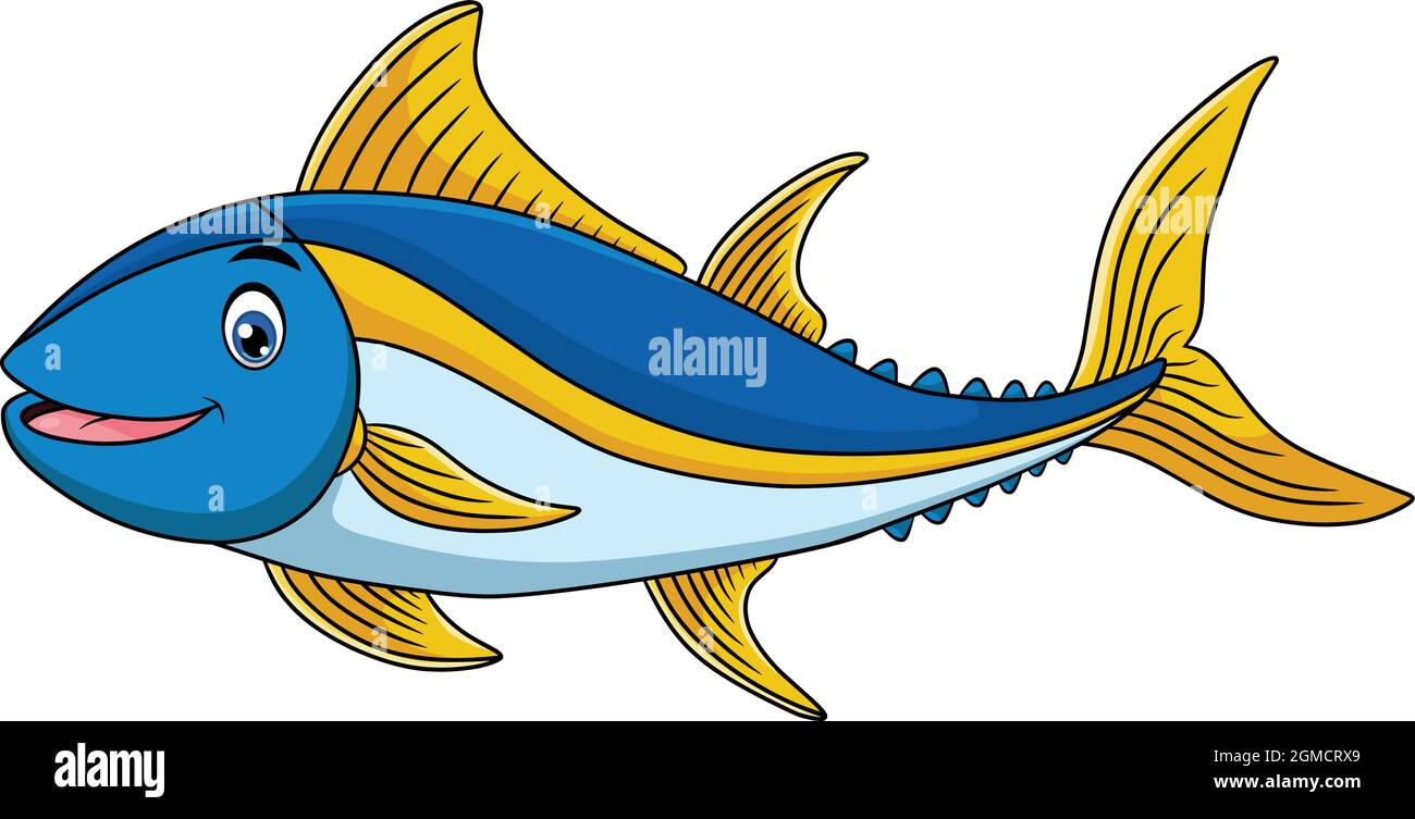 Cute Thunfisch Fisch Cartoon Vektor Illustration Stock Vektor
