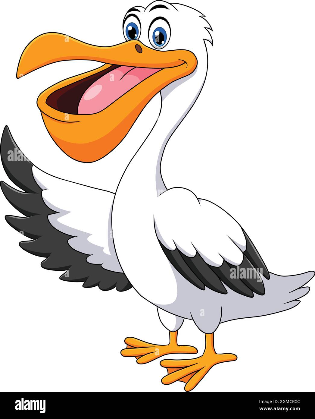 Cute Pelican Vogel Cartoon Vektor Illustration Stock Vektor