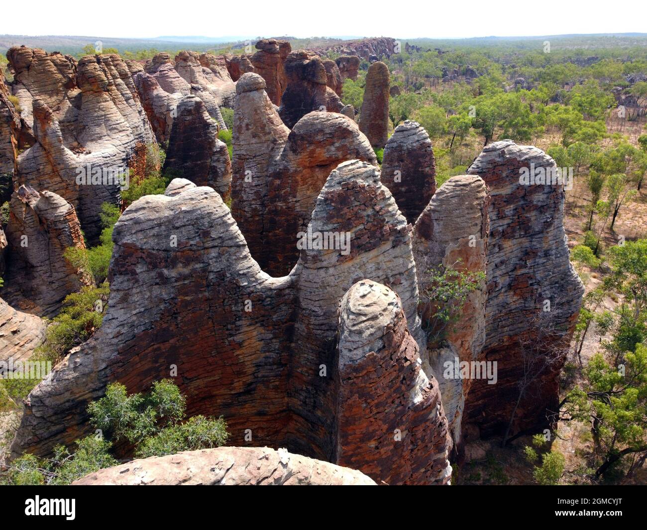 Luftaufnahme der Felsformationen, Western Lost City, Limmen National Park, Northern Territory, Australien Stockfoto
