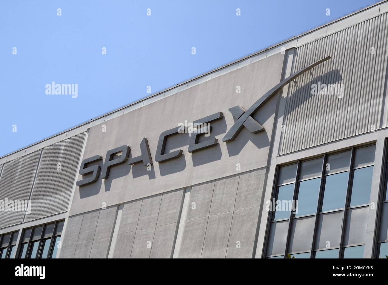Das SpaceX-Hauptquartier, Freitag, 17. September 2021, in Hawthorne, Kaif. Stockfoto