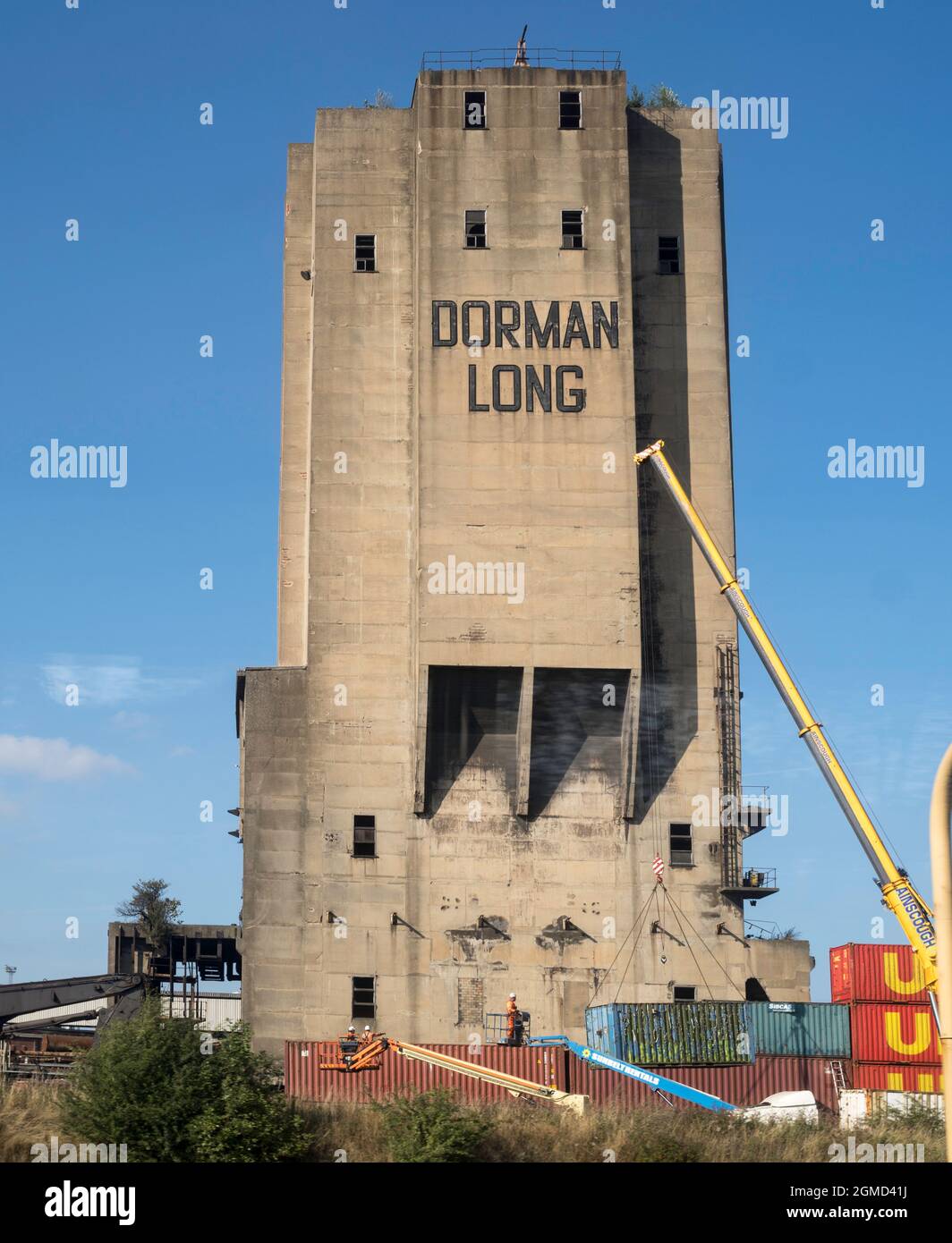 Dorman Long Tower, ein börsennotiertes Gebäude, das kontrovers geführt wurde, wurde von seiner Liste zurückgezogen und abgerissen, Redcar, Teesside, England, Großbritannien Stockfoto