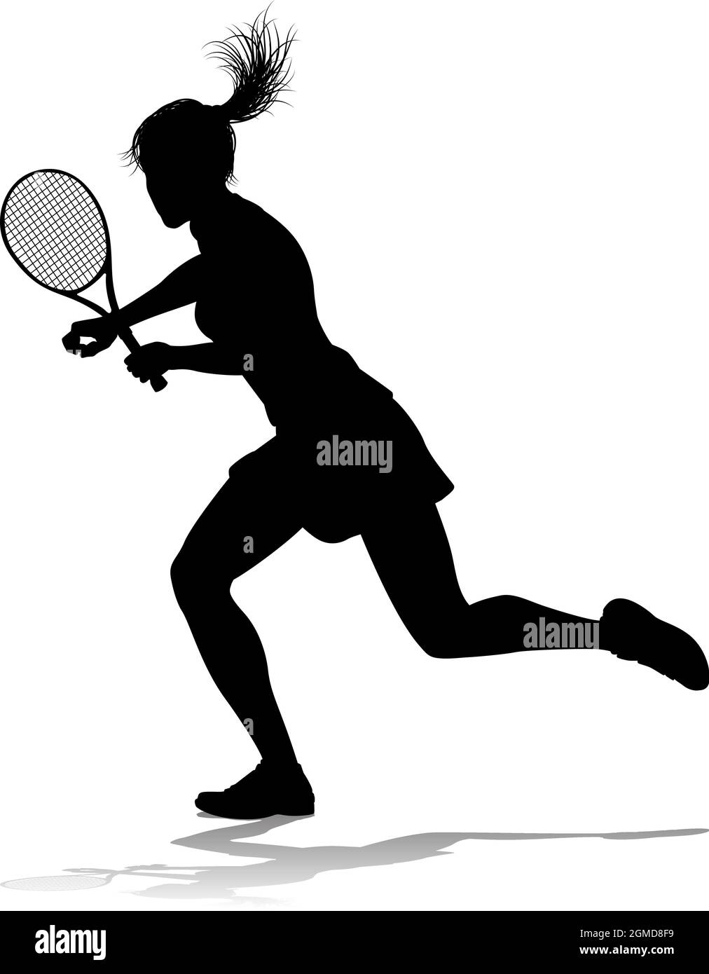 Tennis Silhouette Sport Spieler Frau Stock Vektor