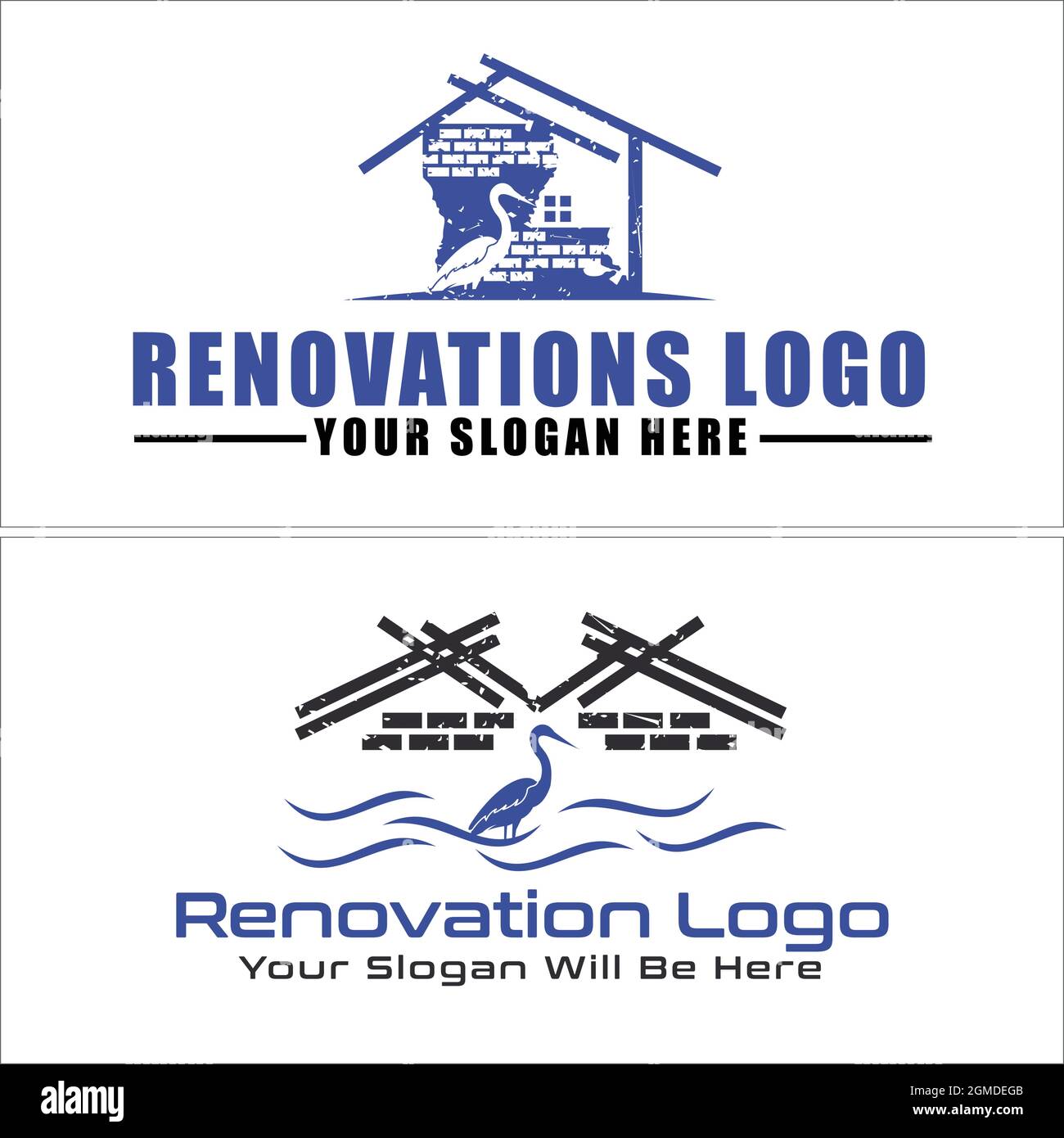Bauservice Renovierung Haus Reiher Logo Design Stock Vektor
