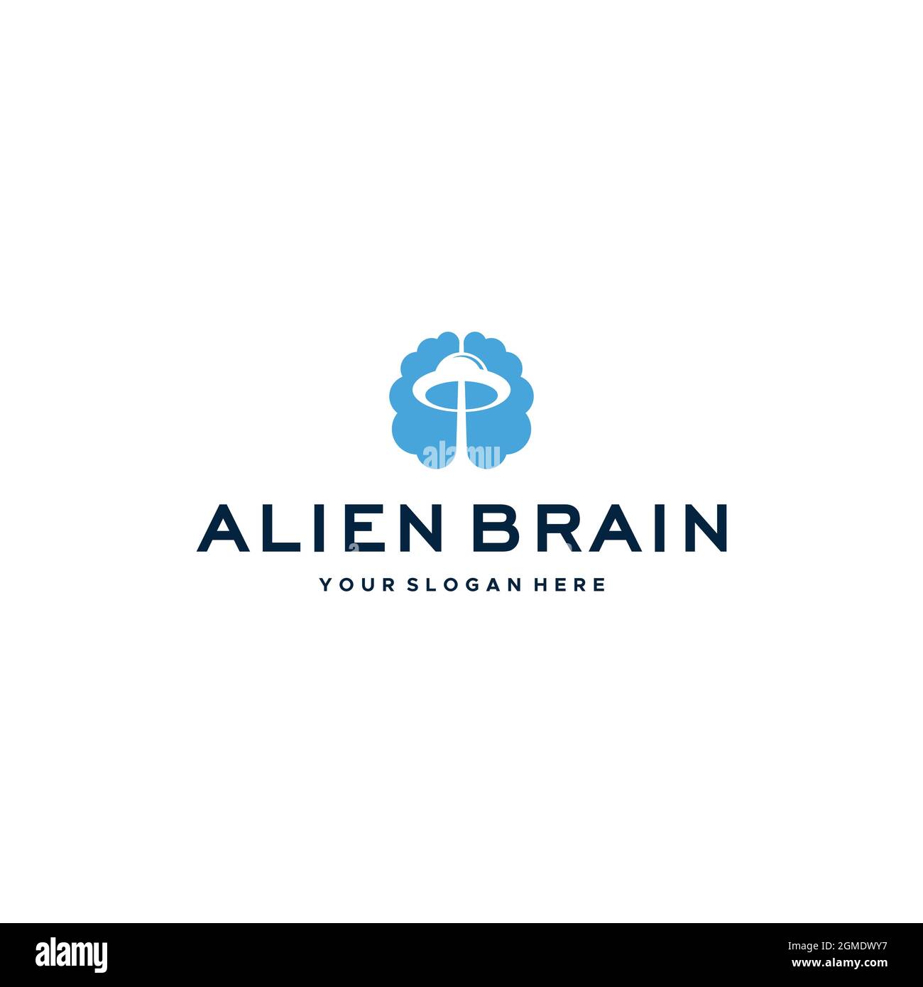 Minimalistisches ALIEN BRAIN Raumschiff Logo Design Stock Vektor