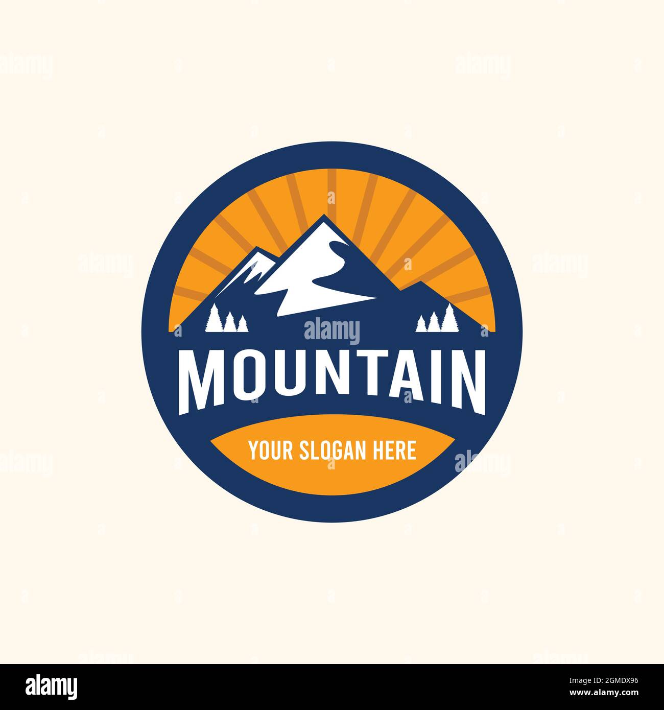 Vintage BERGHÜGEL Kreis Baum Logo-Design Stock Vektor