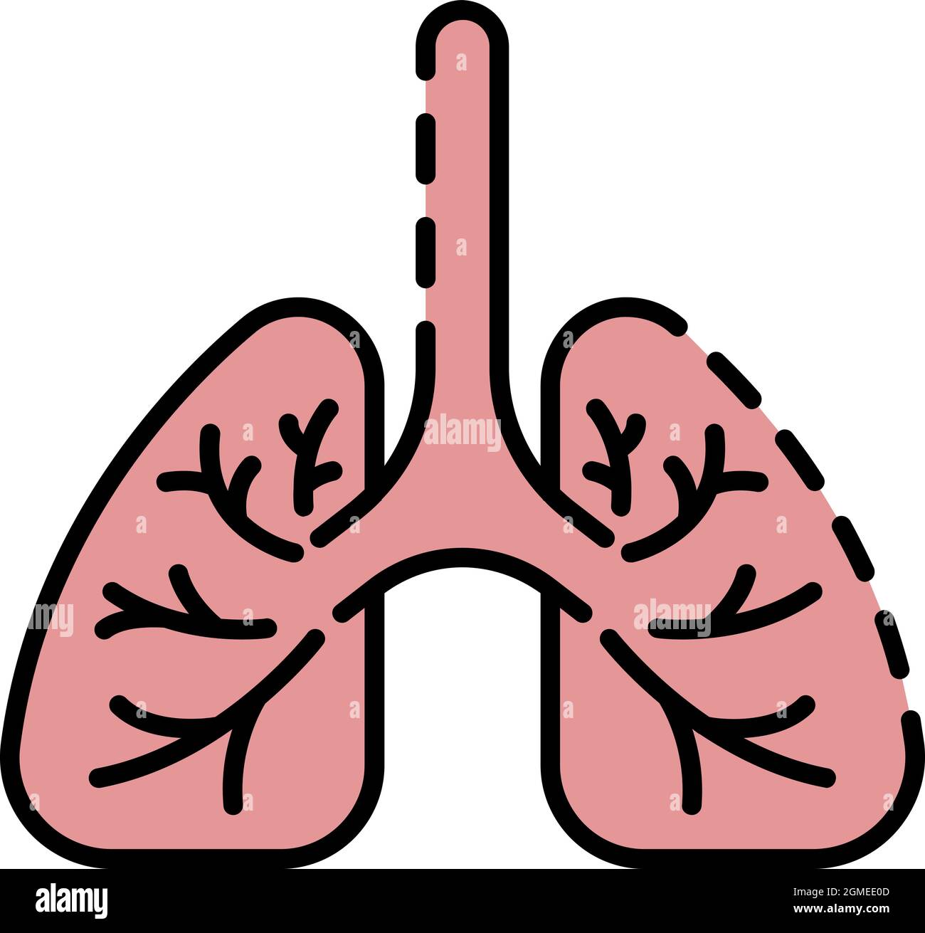 Symbol für gesunde Lungen. Kontur gesunde Lunge Vektor Symbol Farbe flach isoliert Stock Vektor