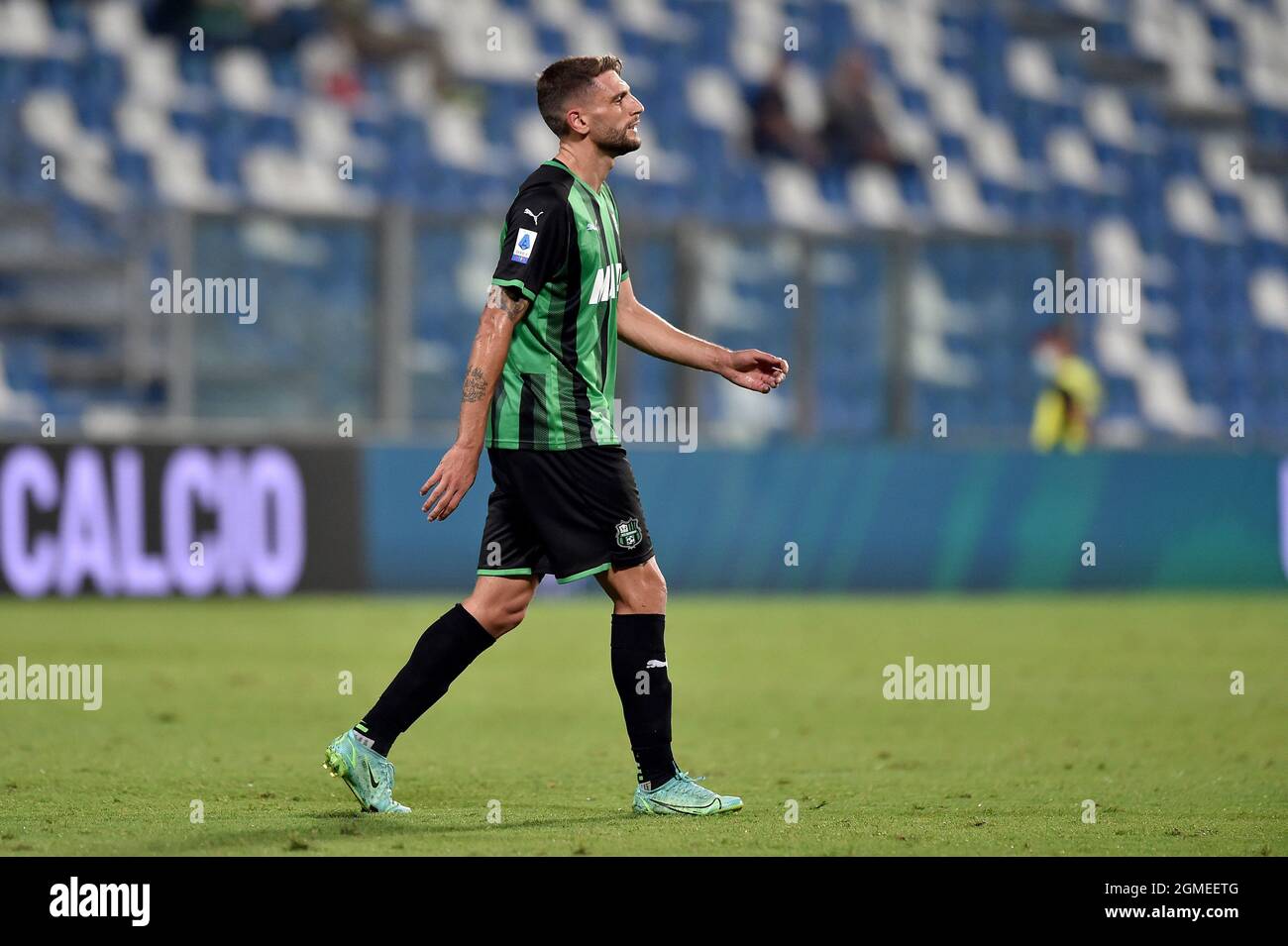 Domenico Berardi von US Sassuolo in Aktion während des Spiels der Serie A 2021/2022 zwischen US Sassuolo Calcio und dem FC Turin am 17,2021. September im Mapei Stadium in Reggio Emilia, Italien-Photo ReporterTorino - Foto: Reporter Torino/LiveMedia Stockfoto