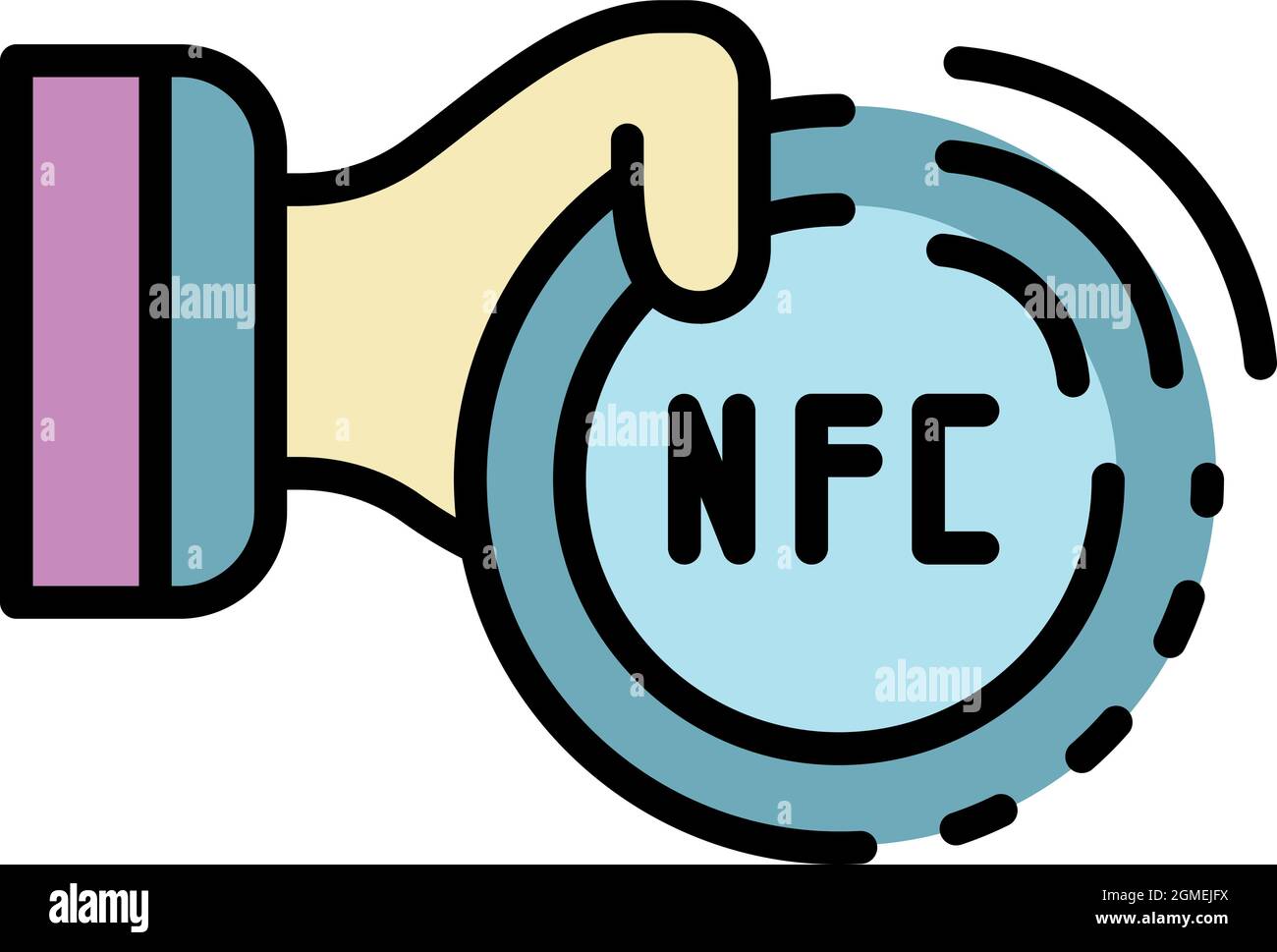 NFC-Technologie-Symbol. Kontur nfc-Technologie Vektor Symbol Farbe flach isoliert Stock Vektor