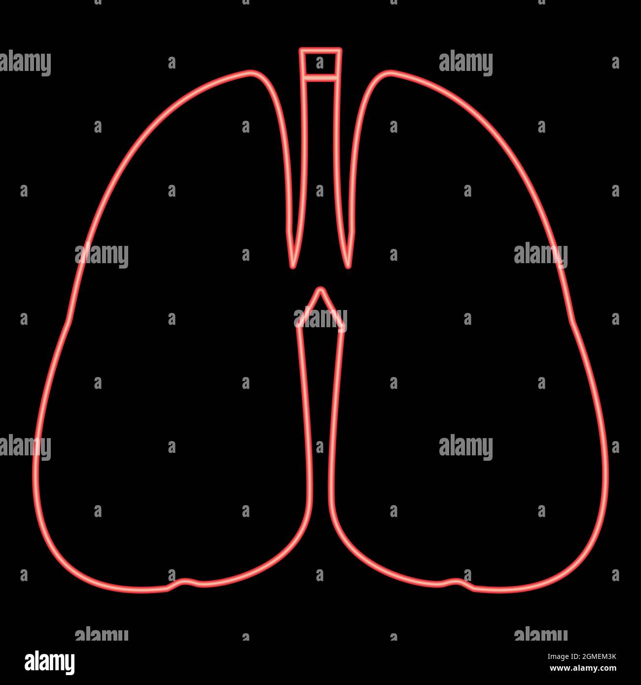 Neon Lungen rot Farbe Vektor Illustration flache Stil Licht Bild Stock Vektor