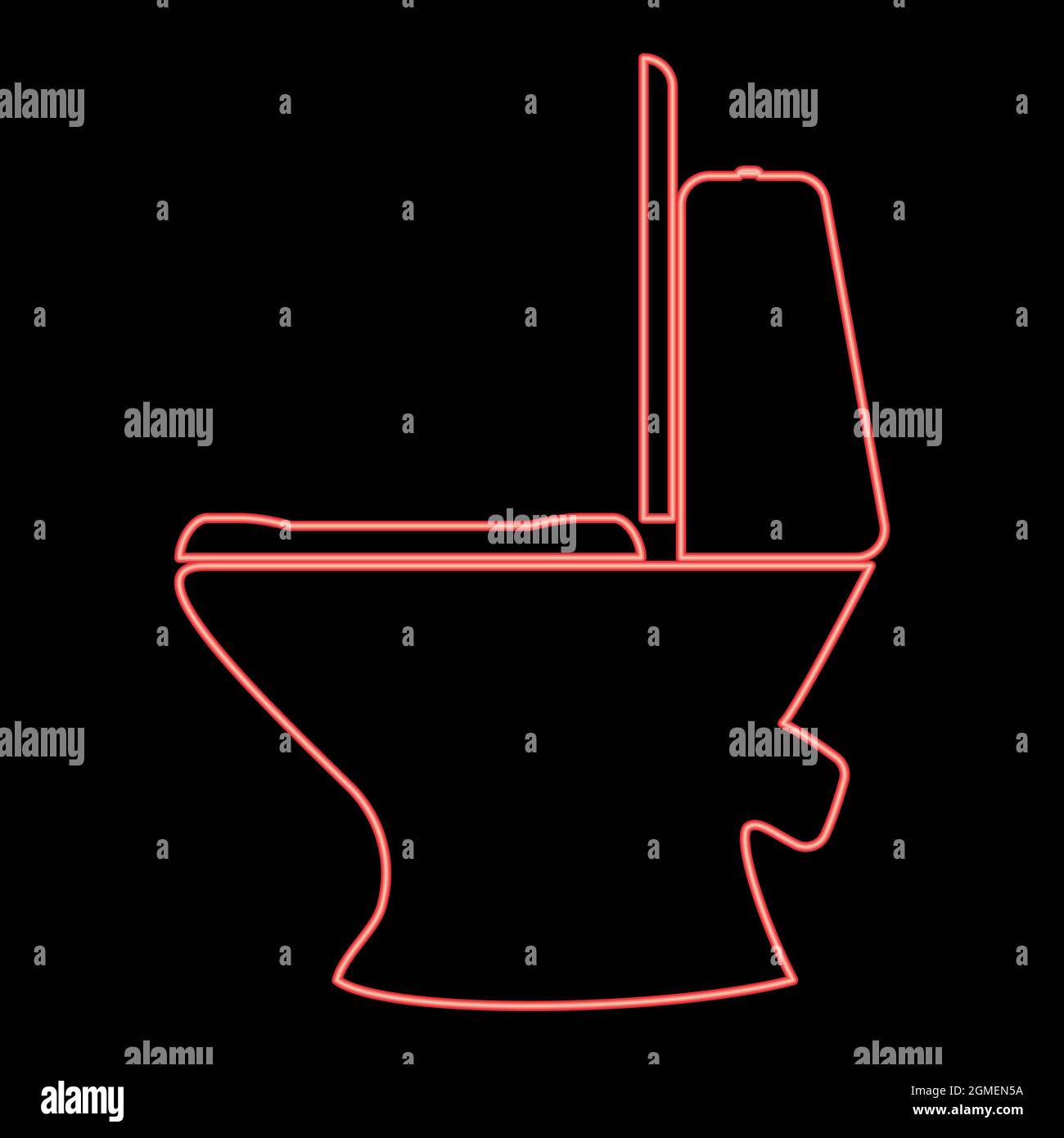 Neon Toilette Schüssel rot Farbe Vektor Illustration flach Stil Licht Bild Stock Vektor
