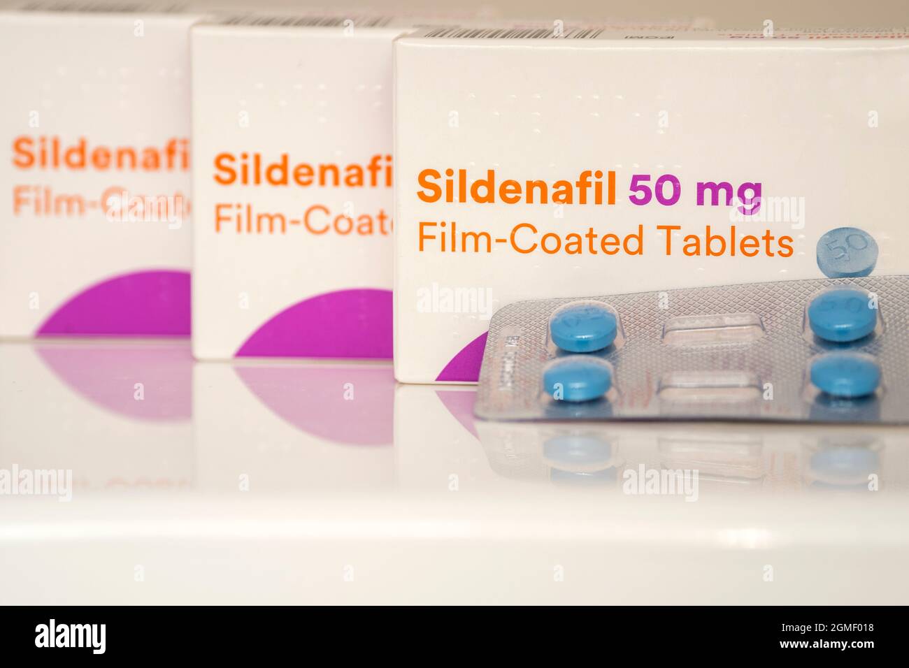 Generische Sildenafil-Tabletten Stockfoto