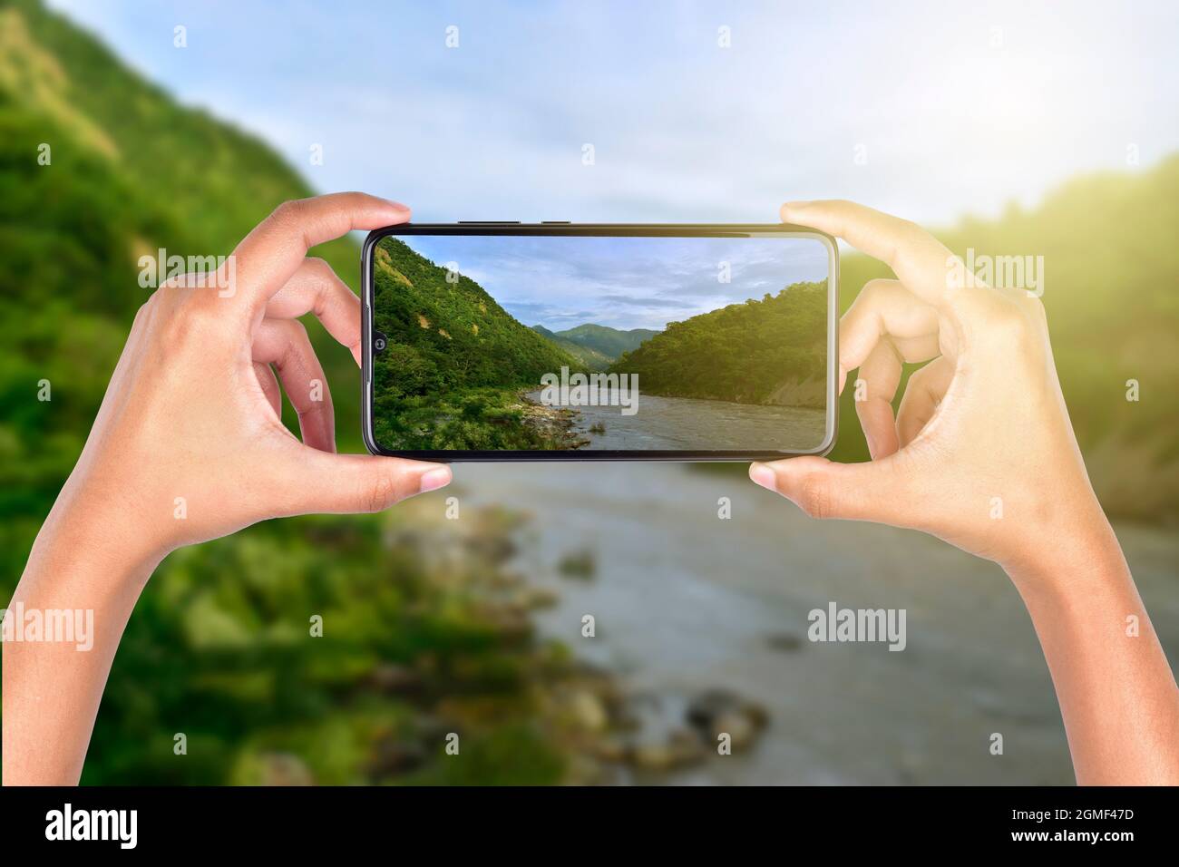 Landschaftsaufnahmen vom Smartphone Stockfoto