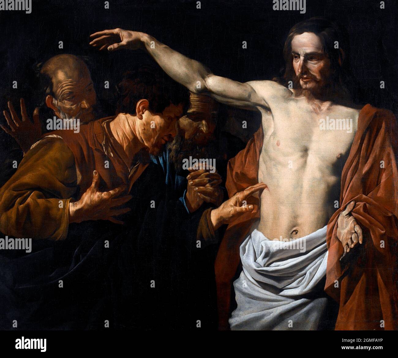 Die Ungläubigkeit von St. Thomas von Matthias Stom (c. 1600-c. 1652), Öl auf Leinwand, c. 1630-40 Stockfoto