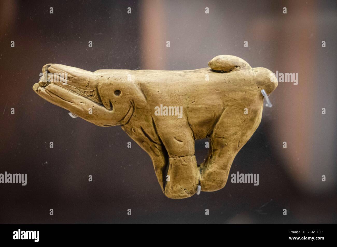 Mammut auf Rentiergeweih, oberpaläolithische Magdalena, Museo de la evolución humana, MEH, Burgos , Spanien. Stockfoto