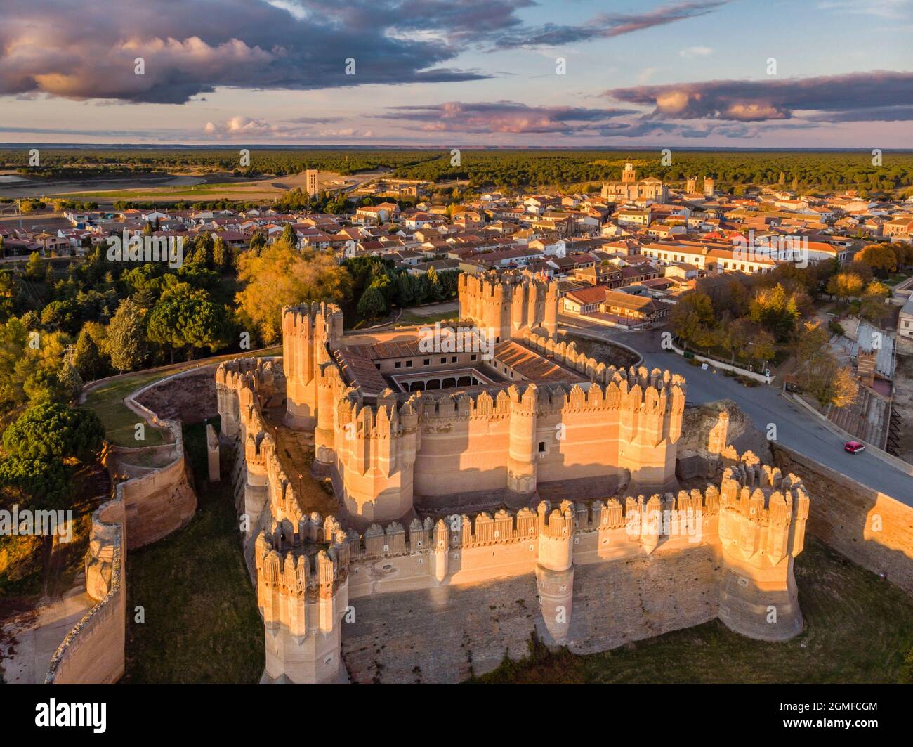 Coca Burg, XV Jahrhundert, Gotik-Mudejar, Coca, Provinz Segovia, Spanien. Stockfoto