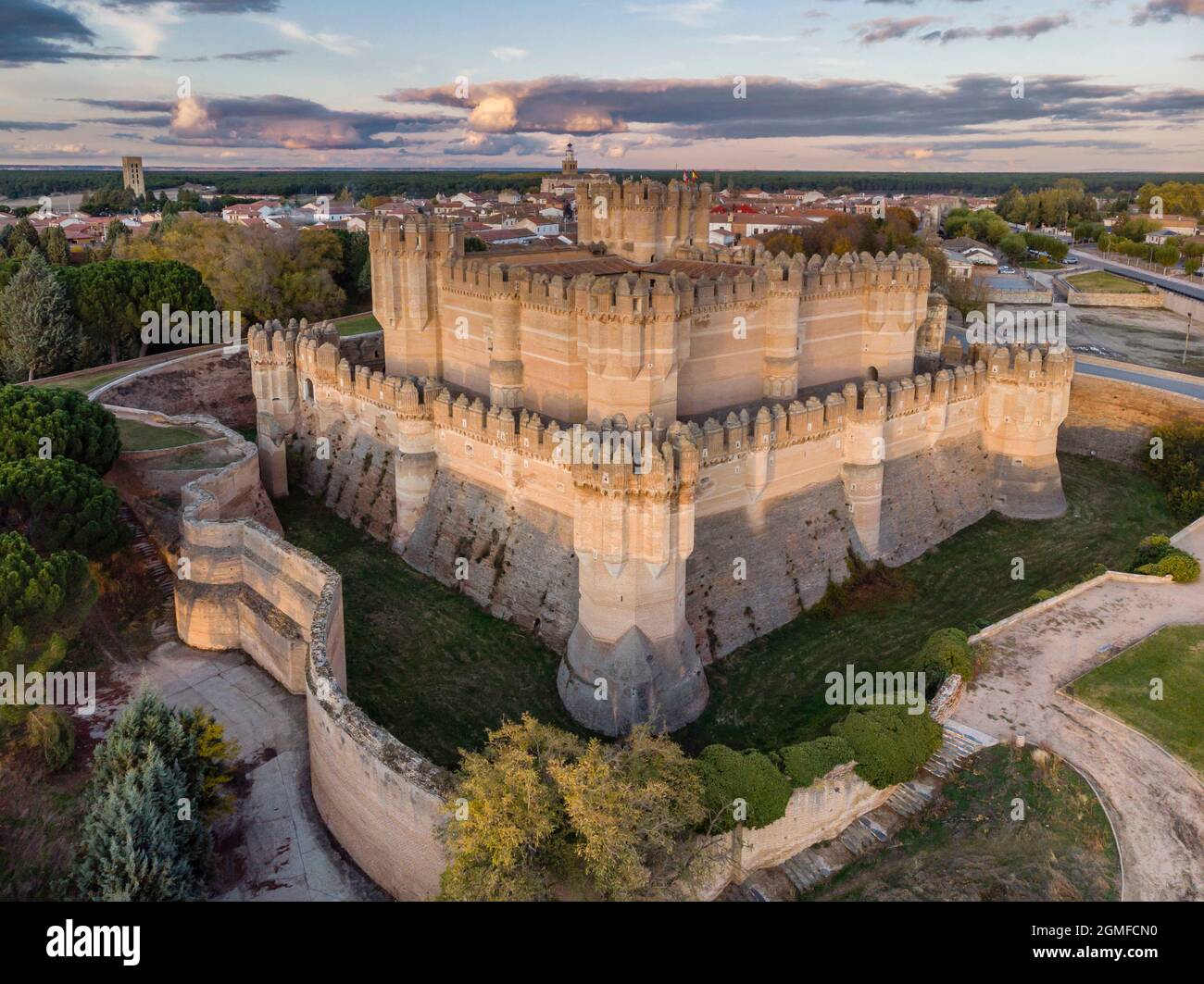 Coca Burg, XV Jahrhundert, Gotik-Mudejar, Coca, Provinz Segovia, Spanien. Stockfoto