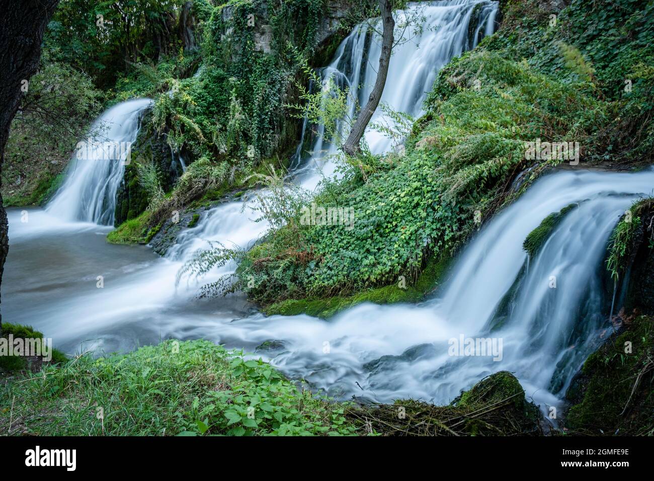 Trillo Wasserfall, La Alcarria, Guadalajara, Spanien. Stockfoto
