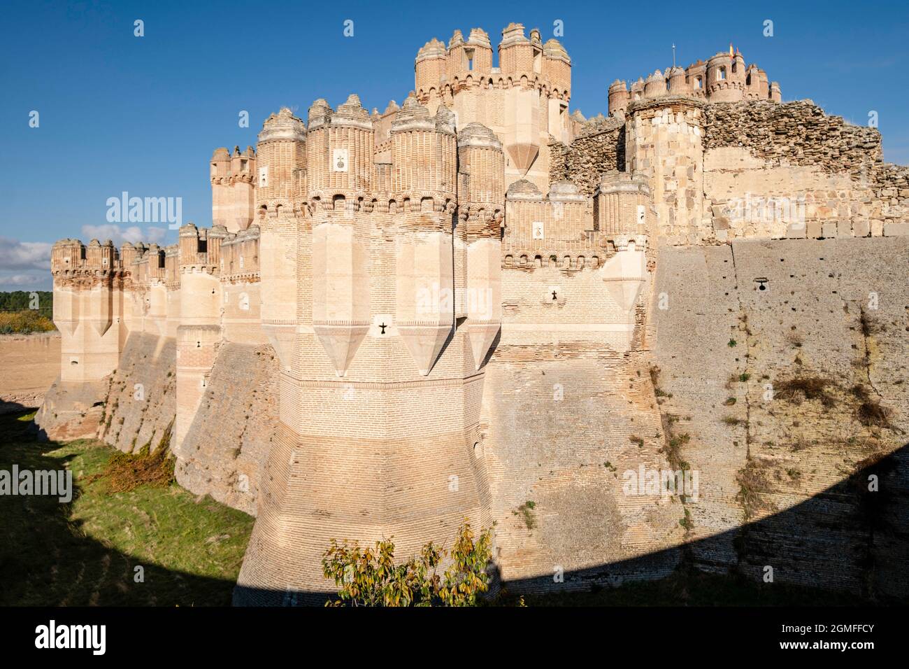 Coca Burg, XV Jahrhundert, Gotik-Mudejar, Coca, Provinz Segovia, Spanien. Stockfoto