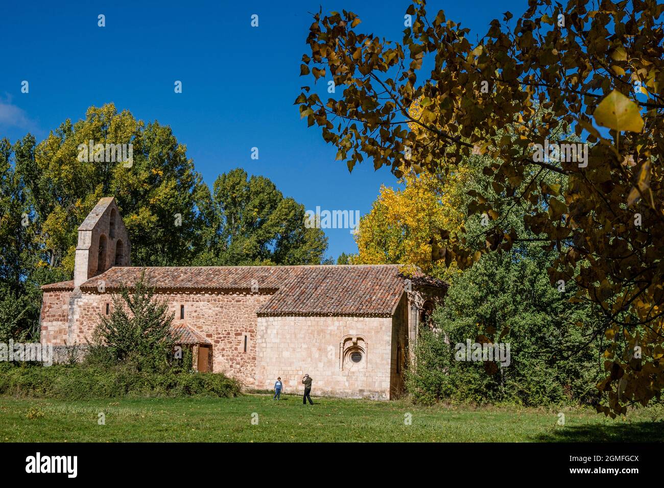 Ermita de Santa Coloma, Albendiego, Provinz Guadalajara, Spanien. Stockfoto