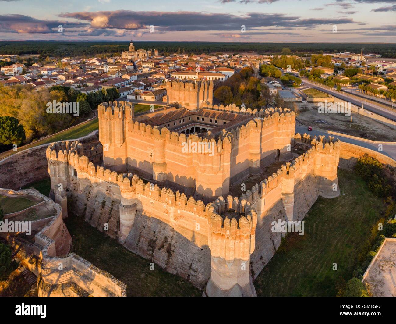 Coca Burg, XV Jahrhundert, Gotik-Mudejar, Coca, Provinz Segovia, Spanien. Stockfoto